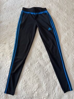 adidas Black Track Pants with Blue Stripes